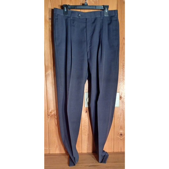 VTG PIERRE CARDIN MENS SUIT XL Pleated Trousers and 2 Button Coat Dark Gray Grid - Picture 6 of 11